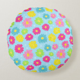Bunte Gänseblümchen Rundes Kissen