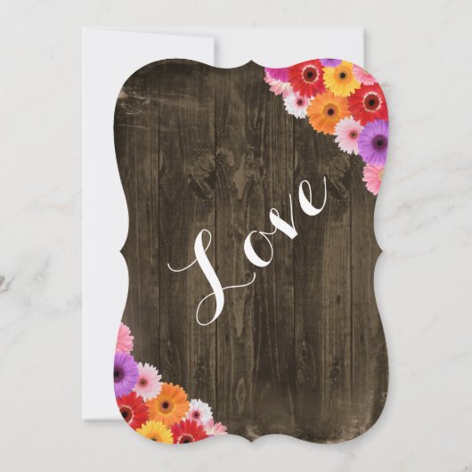 Bunte Gänseblümchen-rustikale Scheunen-hölzerne Einladung (Rückseite)