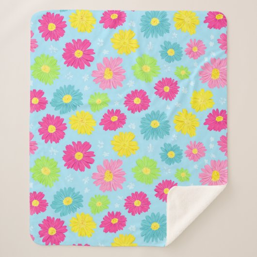 Bunte Gänseblümchen Sherpadecke (Vorderseite)
