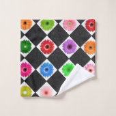 Bunte Gänseblume mit Monogramm Badhandtuch Set (Waschlappen)