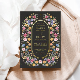 Bunte Garden Blume Hochzeitsfeier Folieneinladung