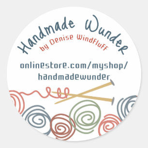 bunte Garnbälle Stricknadeln Geschenk Tag s.. Runder Aufkleber