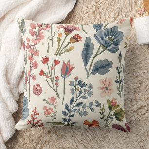 Bunte Gartenblumen Wildblume Frühlingswiese Kissen