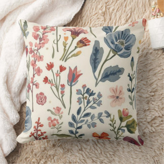 Bunte Gartenblumen Wildblume Frühlingswiese Kissen
