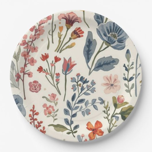 Bunte Gartenblumen Wildblume Frühlingswiese Pappteller (Vorderseite)