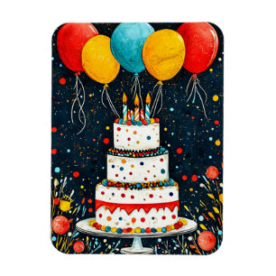Bunte Geburtstagsballons Magnet