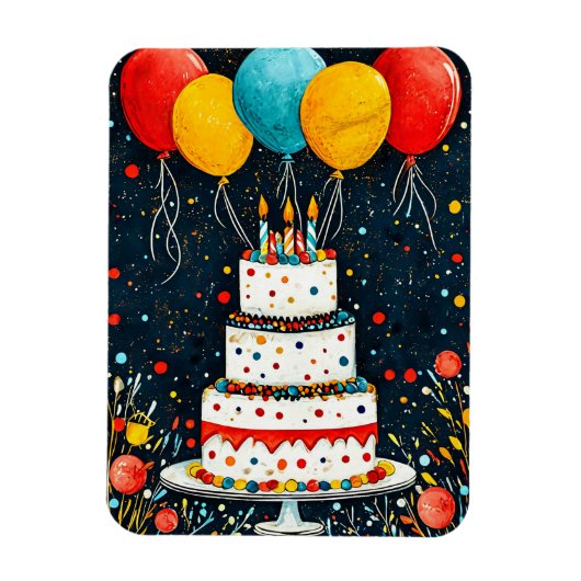 Bunte Geburtstagsballons Magnet (Vertikal)
