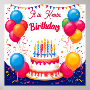 Bunte Geburtstagsfeier mit Balloons Poster