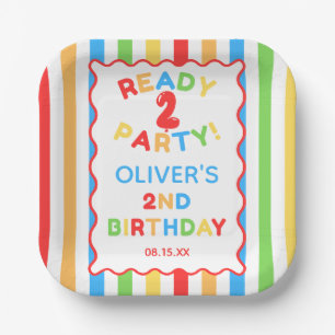 Bunte Geburtstagsfeier zum 2. Geburtstag bereit Pappteller