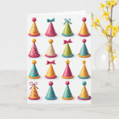 Bunte Geburtstagshüte Karte (Gelbe Blume)