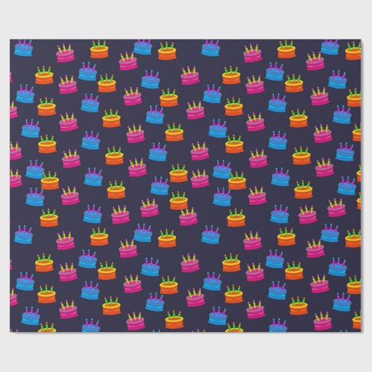 Bunte Geburtstagskuchen Geschenkpapier (Flach)