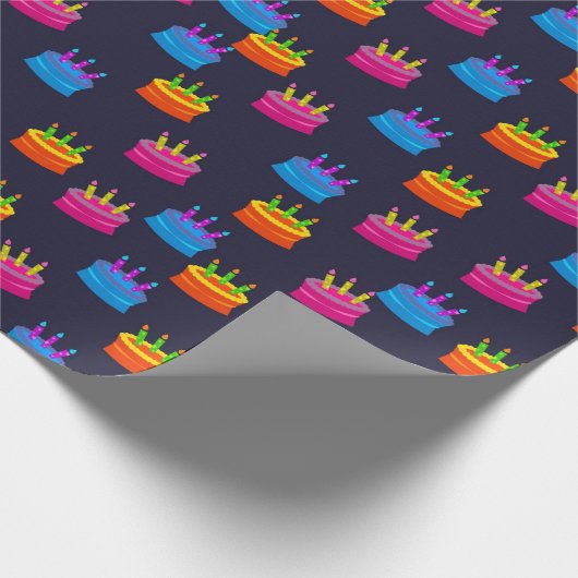 Bunte Geburtstagskuchen Geschenkpapier (Ecke)