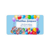 Bunte Geburtstagsparty-Ballons Adressaufkleber (Vorne)
