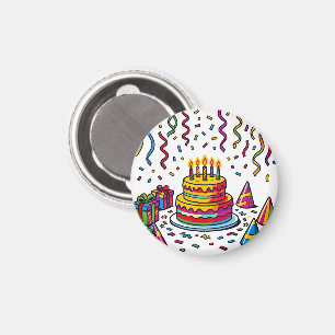 Bunte Geburtstagstorte Feierparty Magnet