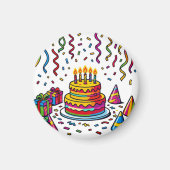Bunte Geburtstagstorte Feierparty Magnet (Vorne)