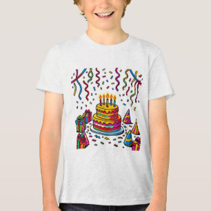 Bunte Geburtstagstorte Feierparty Tri-Blend Shirt