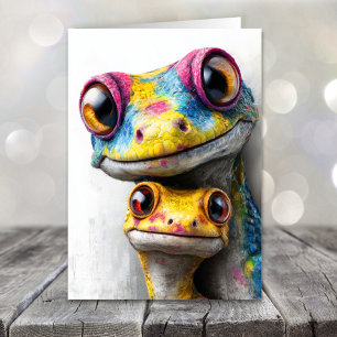 Bunte Geckos zum Vatertag Feiertagskarte