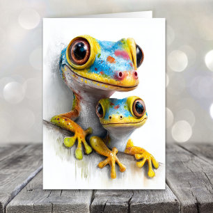 Bunte Geckos zum Vatertag Feiertagskarte