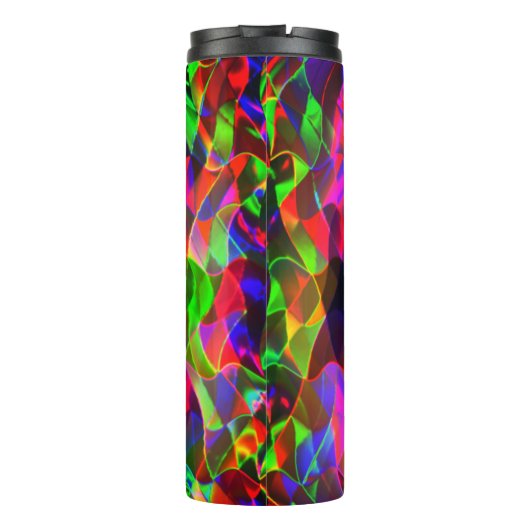 Bunte, gekrümmte Dreiecke oder farbige Gewölbe. Thermosbecher (Rückseite)