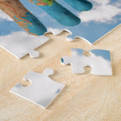 Bunte gemalte Weltkarte in den Händen, Kunst-Foto Puzzle (Seite)