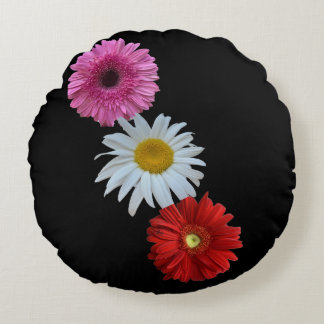 Bunte gemischte Blumen-Daisy-Rundkissen Rundes Kissen