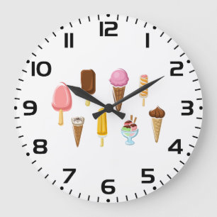 Bunte gemischte Eiscreme und Eis am Stiel Große Wanduhr