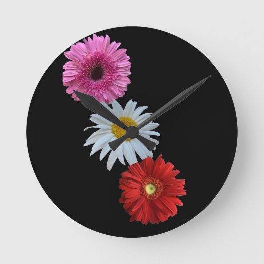 Bunte gemischte florale Daisy-Wanduhr Runde Wanduhr (Vorderseite)