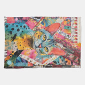 Bunte gemischte Mixed-Paper-Katze-Kollage Geschirrtuch (Horizontal)