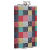 bunte gemusterte Quadrate Vintages Patchwork Flachmann (Rechts)