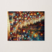 Bunte, gemütliche altmodische Retro-Weihnachtsbaum Puzzle (Horizontal)