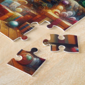 Bunte, gemütliche altmodische Retro-Weihnachtsbaum Puzzle (Seite)