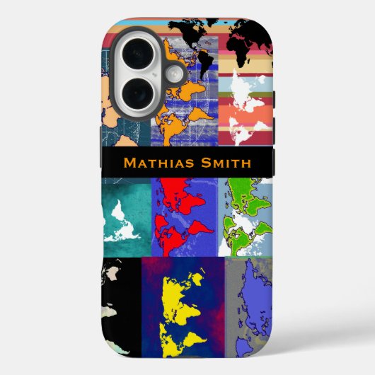 bunte geographisch gemischte Weltkarten Case-Mate iPhone Hülle (Rückseite)