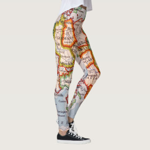 Bunte geographische Weltkarten-Leggings Leggings