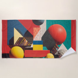 Bunte geometrische Formen auf rotem Hintergrund Strandtuch