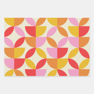 Bunte geometrische Formen im Stil der Mitte des 20 Geschenkpapier Set