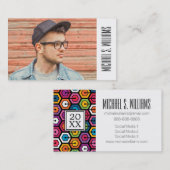 Bunte geometrische Hexagone des Foto-Abschluss-| Telefonnummerkarte (Vorne/Hinten)