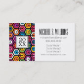 Bunte geometrische Hexagone des Foto-Abschluss-| Telefonnummerkarte (Rückseite)