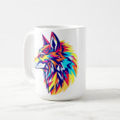 Bunte geometrische Wolfstasse Kaffeetasse (Vorderseite Links)