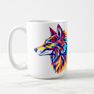 Bunte geometrische Wolfstasse Kaffeetasse