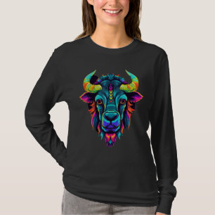 Bunte geometrische Zebu-Rind Bull Kuh Liebhaber Po T-Shirt