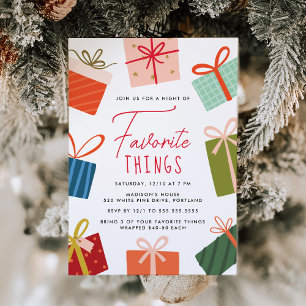 Bunte Geschenke Lieblingsdinge Weihnachtsfeier Einladung