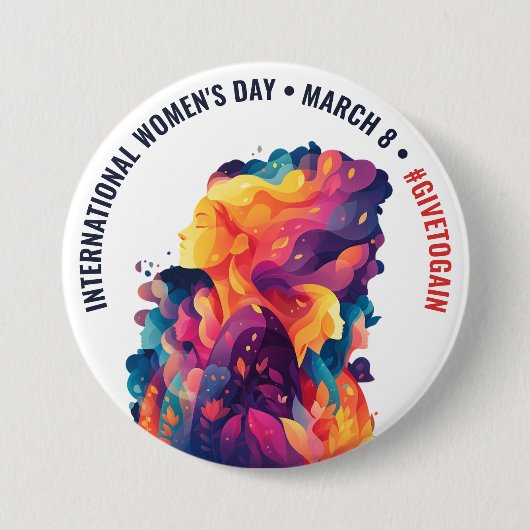 Bunte Gesichter Abstract Frauen Tag | IWD Button (Vorderseite)