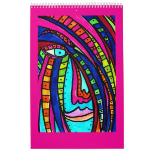 Bunte Gesichter und Haare Kalender