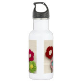 bunte gewirkte Blumen Edelstahlflasche (Rückseite)