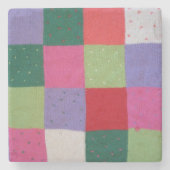 bunte gewirkte Patchwork-Quadrate Stone Untersetze Steinuntersetzer (Vorderseite)