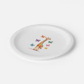 bunte Giraffe farbenfrohe Schmetterlinge Giraffe L Pappteller (Schrägansicht)