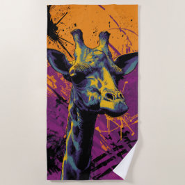 Bunte Giraffen-Graffiti-Pop-Art-Porträt Strandtuch