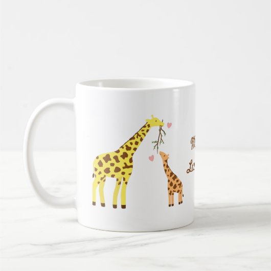 Bunte Giraffen-Mama und Baby-Kalb für Kinder Kaffeetasse (Links)