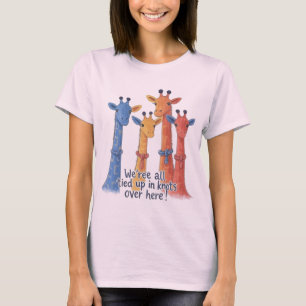 Bunte Giraffen Verknotet Lustiges Tier T-Shirt