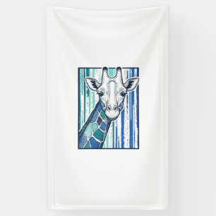 Bunte Giraffenporträt-Vintage-Stich-Vektorgrafik Banner